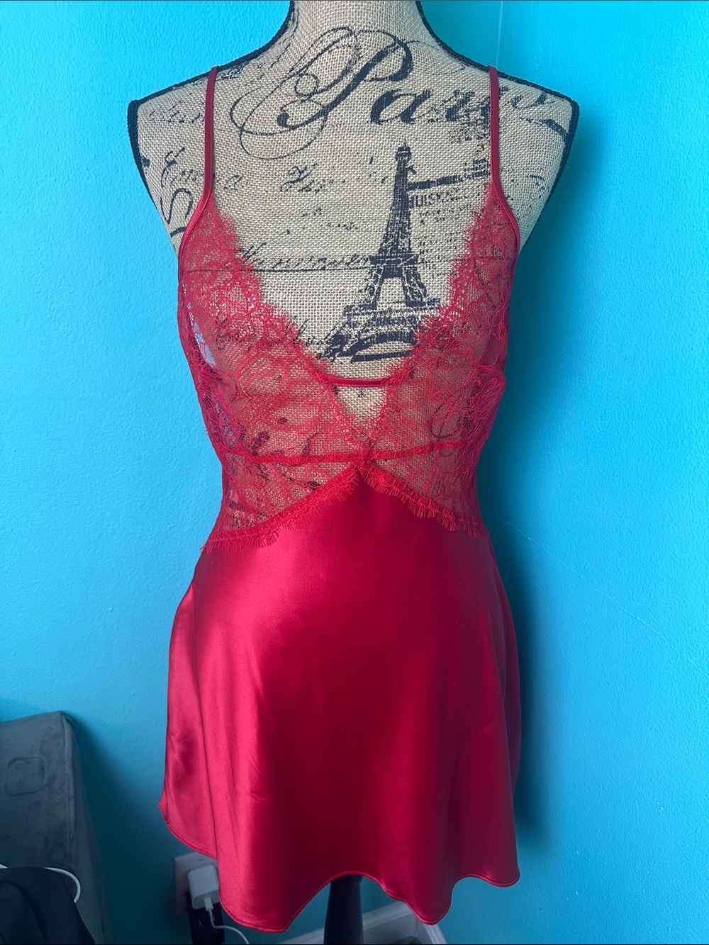 #259 NWT Victoria’s Secret Red Lace Lingerie Slip